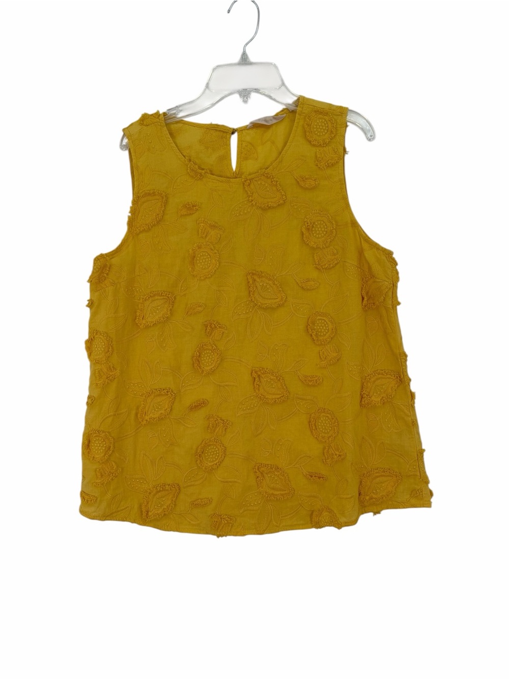 Soft Surroundings Mustard Yellow Embroidered Sleeveless Camisole Tank